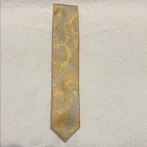 CANALIZATION Men’s Woven 100% Silk Elegant Gold and Blue Paisley Tie